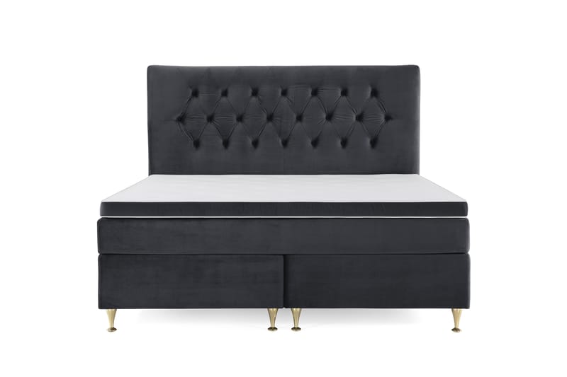 Royal Velvet Kontinentalseng 160x200 cm - Svart Fløyel/Lave Gullben - Møbler - Senger - Komplett sengepakke