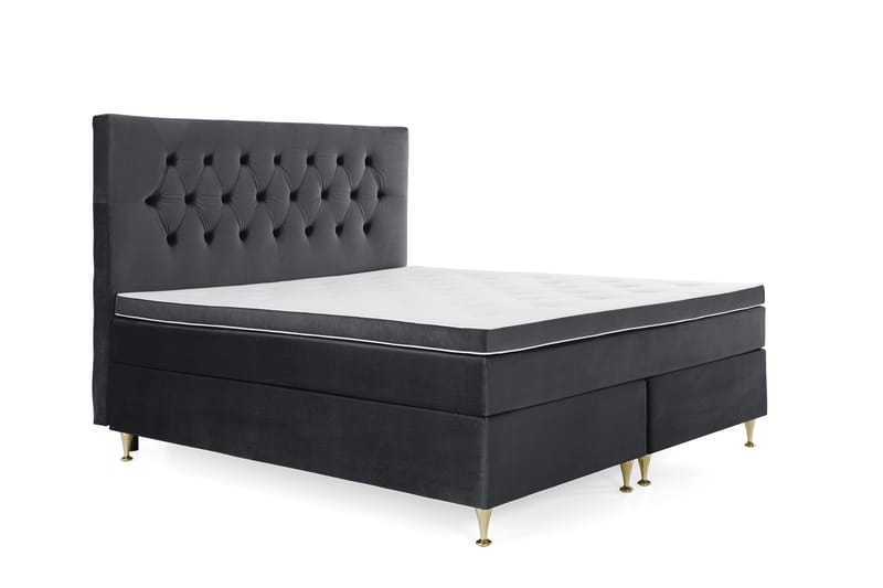 Royal Velvet Kontinentalseng 160x200 cm - Svart Fløyel/Lave Gullben - Møbler - Senger - Komplett sengepakke