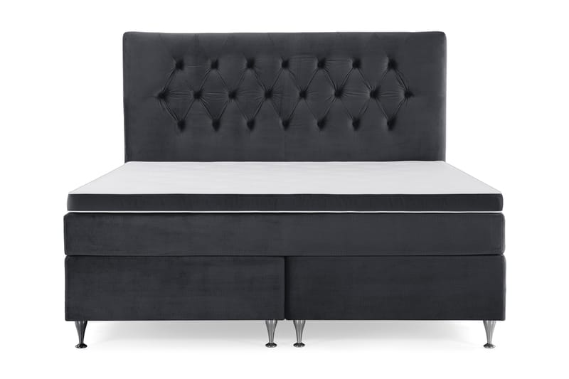 Royal Velvet Kontinentalseng 160x200 cm - Svart Fløyel/Lave Sølvben - Møbler - Senger - Kontinentalsenger