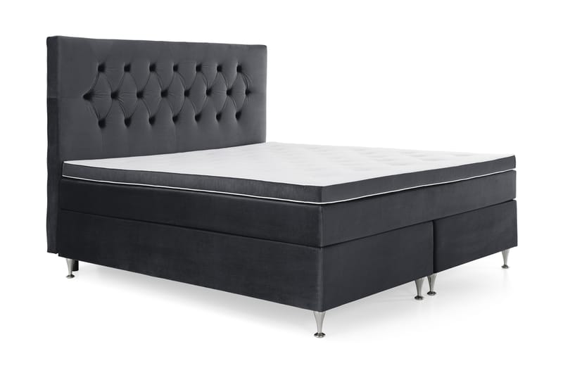 Royal Velvet Kontinentalseng 160x200 cm - Svart Fløyel/Lave Sølvben - Møbler - Senger - Kontinentalsenger