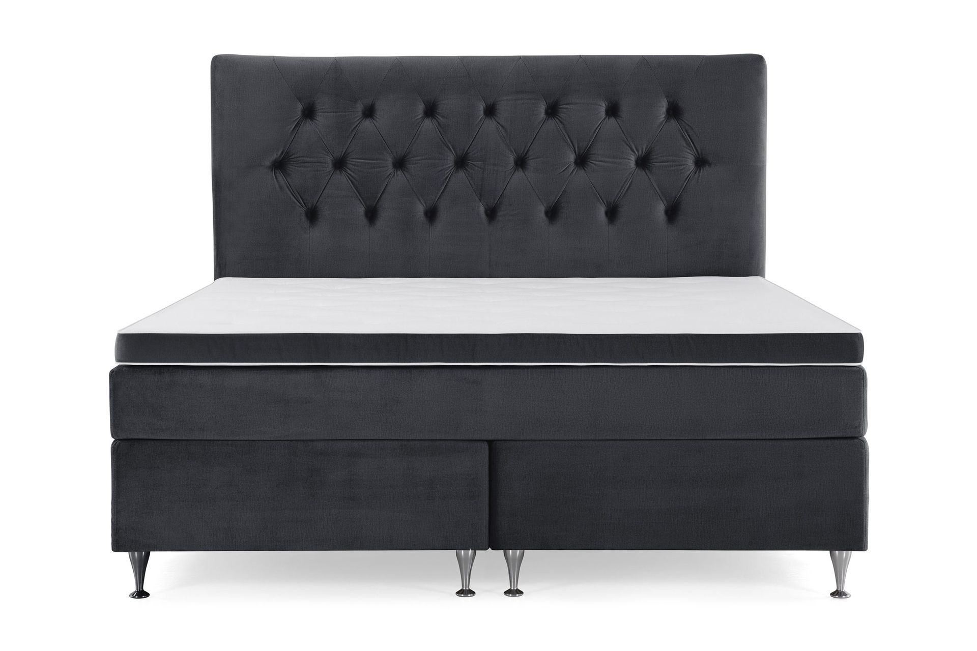 Royal Velvet Kontinentalseng 160x200 cm - Svart Fløyel/Lave Sølvben