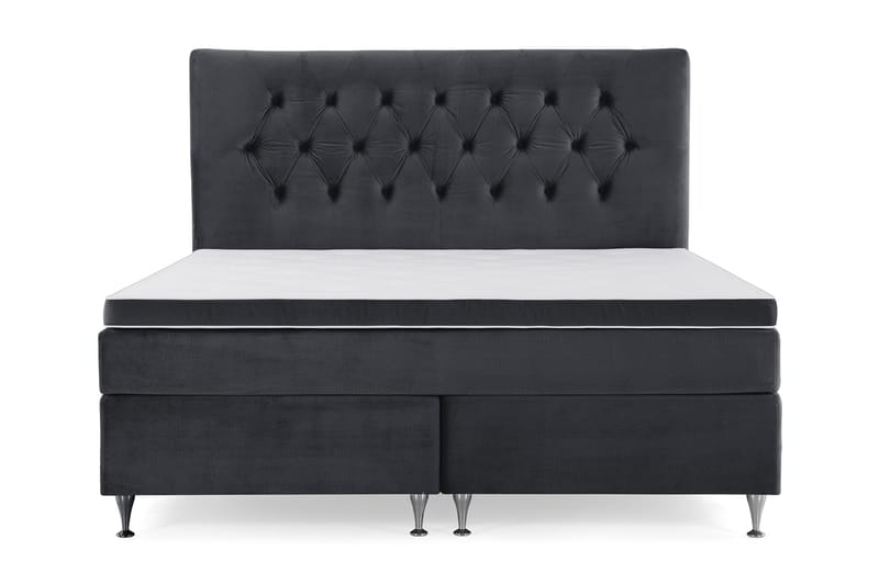 Royal Velvet Kontinentalseng 160x200 cm, Svart Fløyel/Lave Sølvben