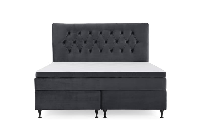 Royal Velvet Kontinentalseng 160x200 cm - Svart Fløyel/Lave Svarte Ben - Møbler - Senger - Kontinentalsenger