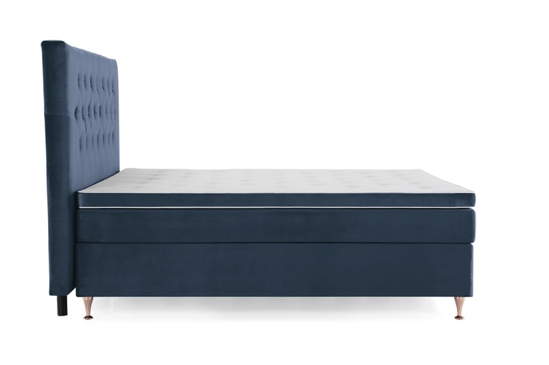 Royal Velvet Kontinentalseng 160x200 - Mørkeblå Fløyel/Lave Rosében - Komplett sengepakke - Kontinentalsenger - Dobbeltsenger