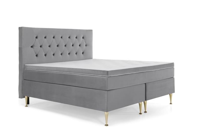Royal Velvet Kontinentalseng 180x200 cm - Lysegrå Fløyel/Høye Gullben - Møbler - Senger - Kontinentalsenger