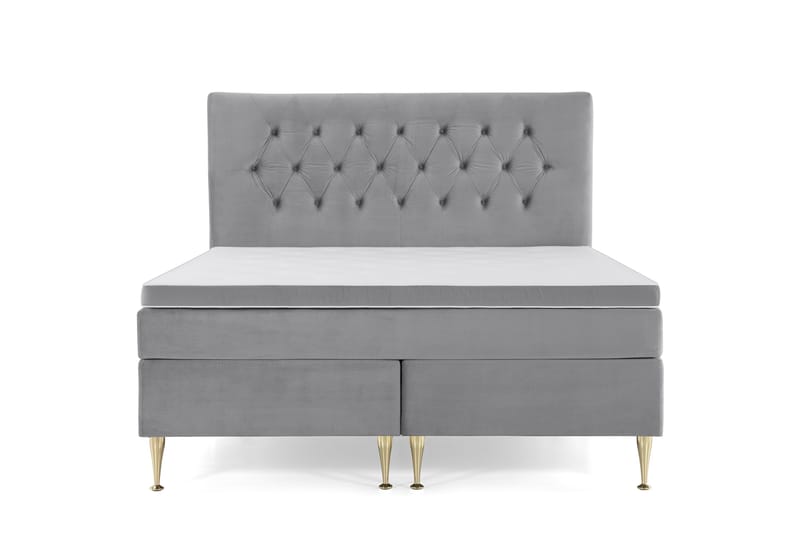Royal Velvet Kontinentalseng 180x200 cm - Lysegrå Fløyel/Høye Gullben - Møbler - Senger - Kontinentalsenger