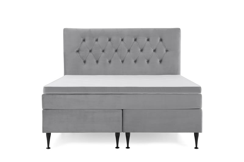 Royal Velvet Kontinentalseng 180x200 cm - Lysegrå Fløyel/Høye Svarte Ben - Møbler - Senger - Kontinentalsenger