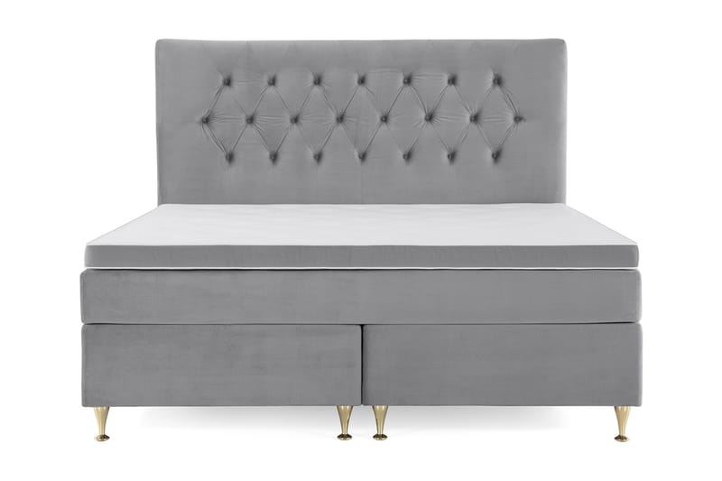 Royal Velvet Kontinentalseng 180x200 cm - Lysegrå Fløyel/Lave Gullben - Møbler - Senger - Komplett sengepakke