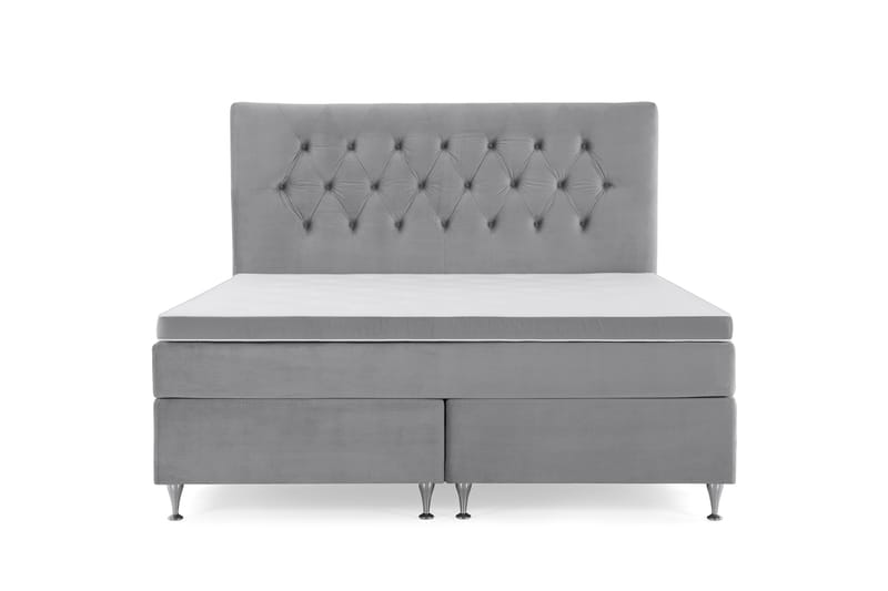 Royal Velvet Kontinentalseng 180x200 cm - Lysegrå Fløyel/Lave Sølvben - Møbler - Senger - Kontinentalsenger