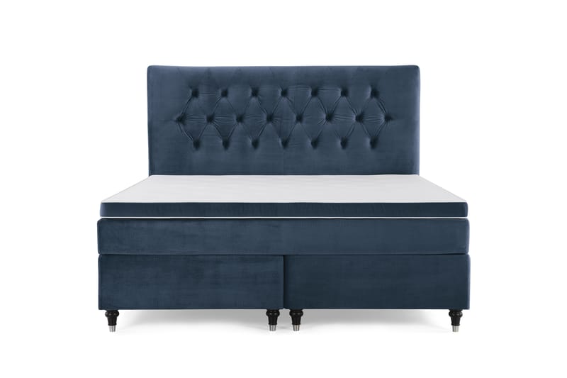 Royal Velvet Kontinentalseng 180x200 cm - Mørkeblå Fløyel/Dreide Ben - Møbler - Senger - Komplett sengepakke