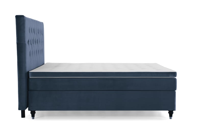 Royal Velvet Kontinentalseng 180x200 cm - Mørkeblå Fløyel/Dreide Ben - Møbler - Senger - Komplett sengepakke