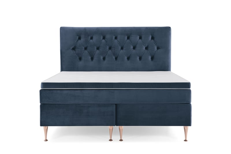 Royal Velvet Kontinentalseng 180x200 cm - Mørkeblå Fløyel/Høye Rosében - Møbler - Senger - Komplett sengepakke