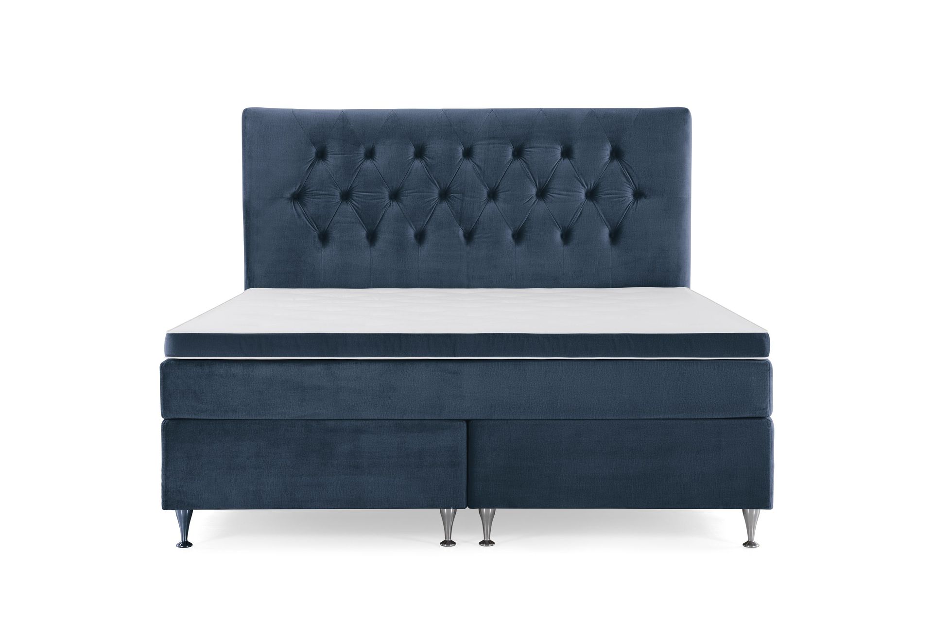 Royal Velvet Kontinentalseng 180x200 cm - Mørkeblå Fløyel/Lave Sølvben
