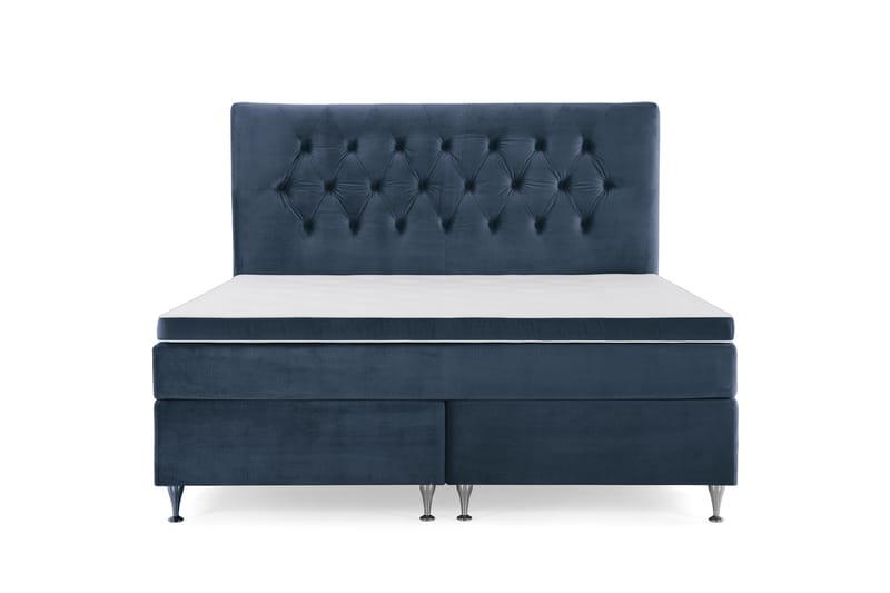 Royal Velvet Kontinentalseng 180x200 cm - Mørkeblå Fløyel/Lave Sølvben - Møbler - Senger - Komplett sengepakke