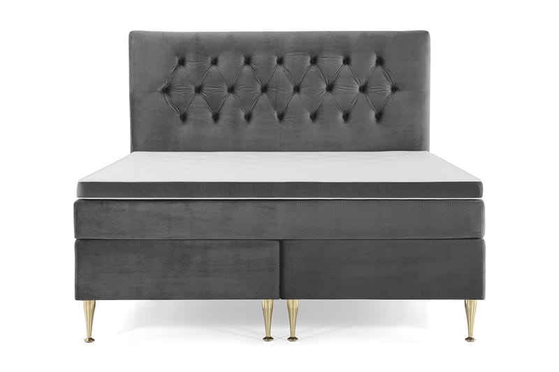 Royal Velvet Kontinentalseng 180x200 cm - Mørkegrå Fløyel/Høye Gullben - Møbler - Senger - Komplett sengepakke