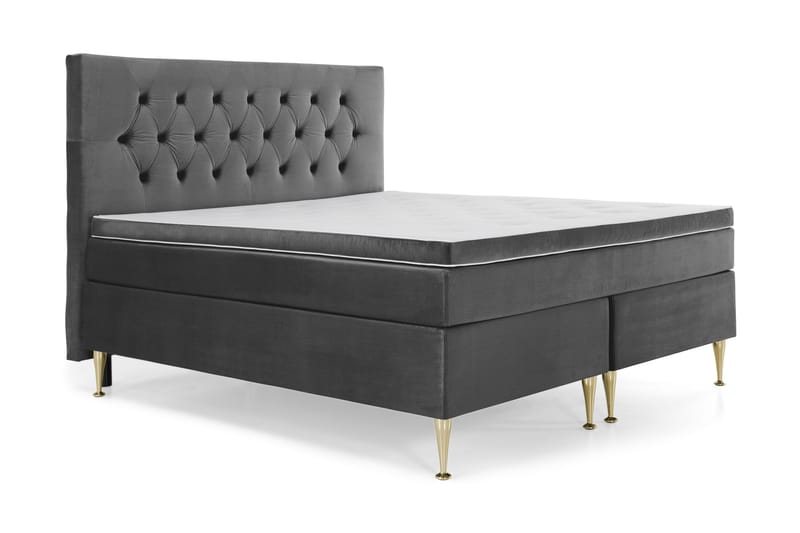 Royal Velvet Kontinentalseng 180x200 cm - Mørkegrå Fløyel/Høye Gullben - Møbler - Senger - Komplett sengepakke