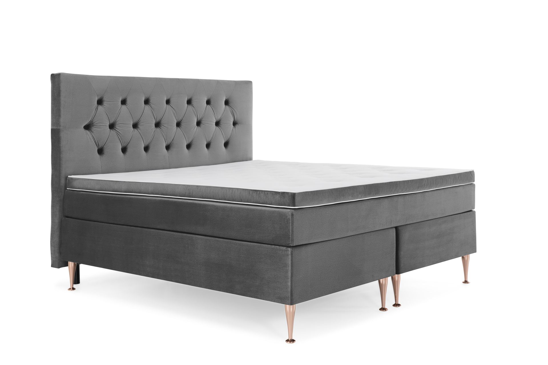 Royal Velvet Kontinentalseng 180x200 cm - Mørkegrå Fløyel/Høye Rosében - Møbler - Senger - Komplett sengepakke