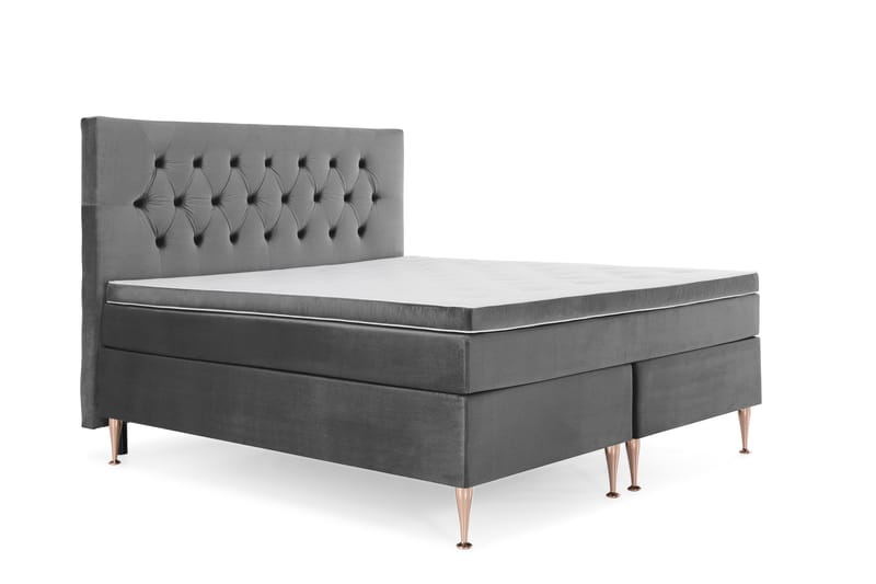 Royal Velvet Kontinentalseng 180x200 cm - Mørkegrå Fløyel/Høye Rosében - Møbler - Senger - Komplett sengepakke