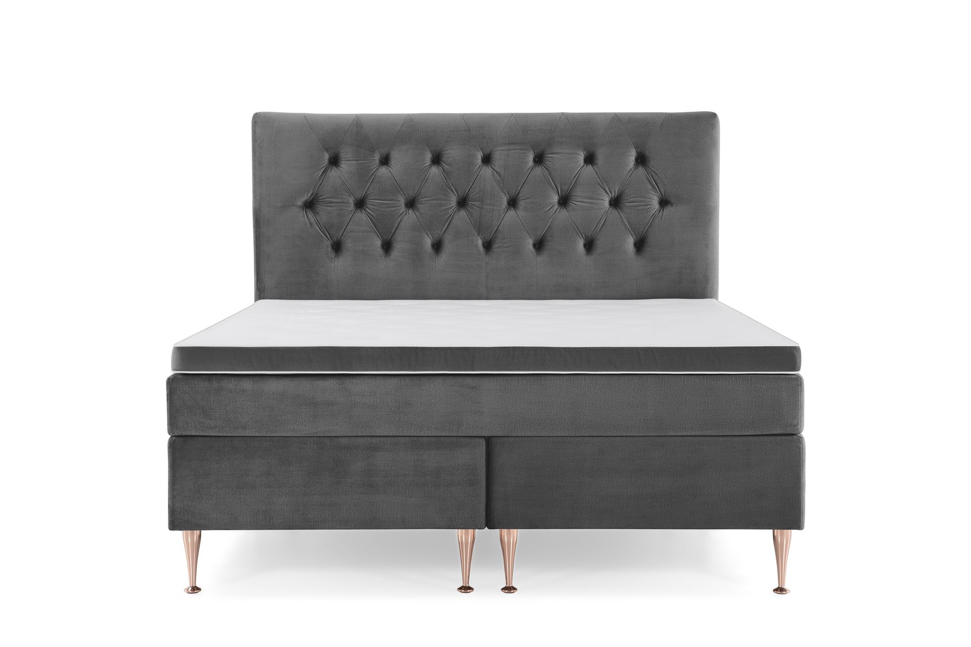 Royal Velvet Kontinentalseng 180x200 cm - Mørkegrå Fløyel/Høye Rosében - Møbler - Senger - Komplett sengepakke