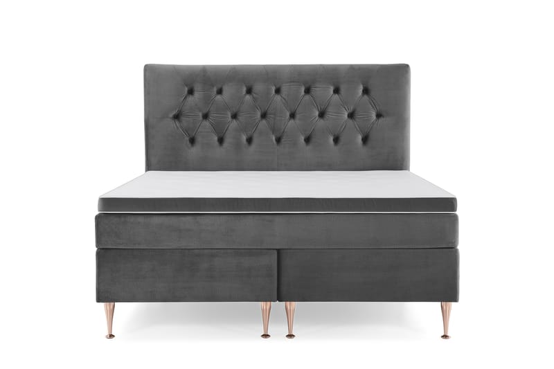 Royal Velvet Kontinentalseng 180x200 cm - Mørkegrå Fløyel/Høye Rosében - Møbler - Senger - Komplett sengepakke