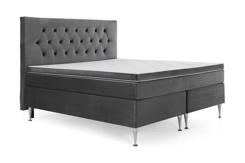 Royal Velvet Kontinentalseng 180x200 cm - Mørkegrå Fløyel/Høye Sølvben - Møbler - Senger - Kontinentalsenger