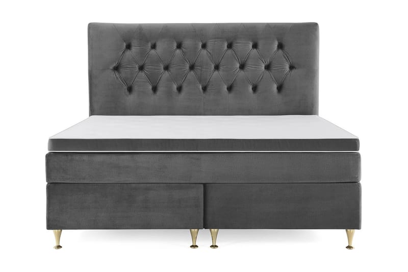 Royal Velvet Kontinentalseng 180x200 cm - Mørkegrå Fløyel/Lave Gullben - Møbler - Senger - Komplett sengepakke