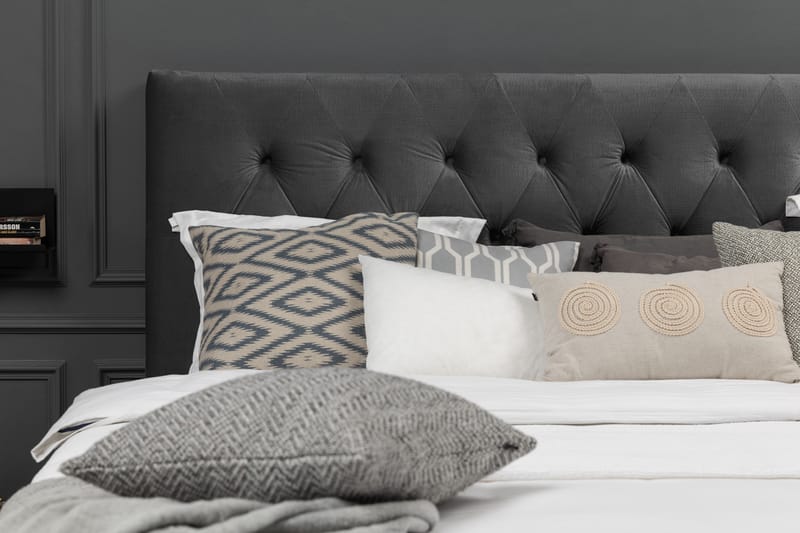Royal Velvet Kontinentalseng 180x200 cm - Mørkegrå Fløyel/Lave Gullben - Møbler - Senger - Komplett sengepakke