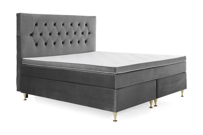 Royal Velvet Kontinentalseng 180x200 cm - Mørkegrå Fløyel/Lave Gullben - Møbler - Senger - Komplett sengepakke