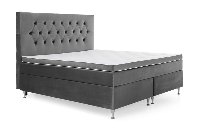 Royal Velvet Kontinentalseng 180x200 cm - Mørkegrå Fløyel/Lave Sølvben - Møbler - Senger - Kontinentalsenger