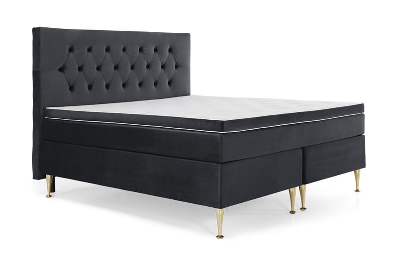 Royal Velvet Kontinentalseng 180x200 cm - Svart Fløyel/Høye Gullben - Møbler - Senger - Kontinentalsenger