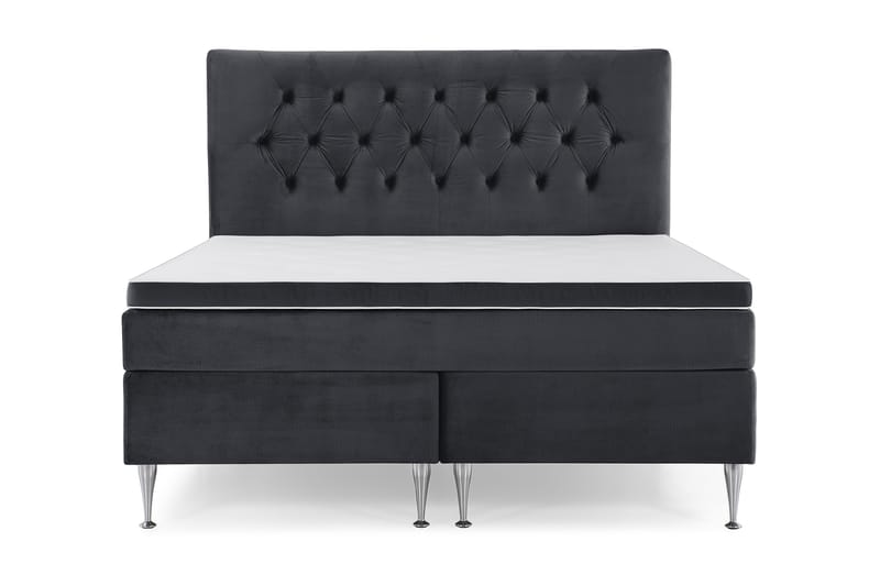Royal Velvet Kontinentalseng 180x200 cm - Svart Fløyel/Høye Sølvben - Møbler - Senger - Komplett sengepakke