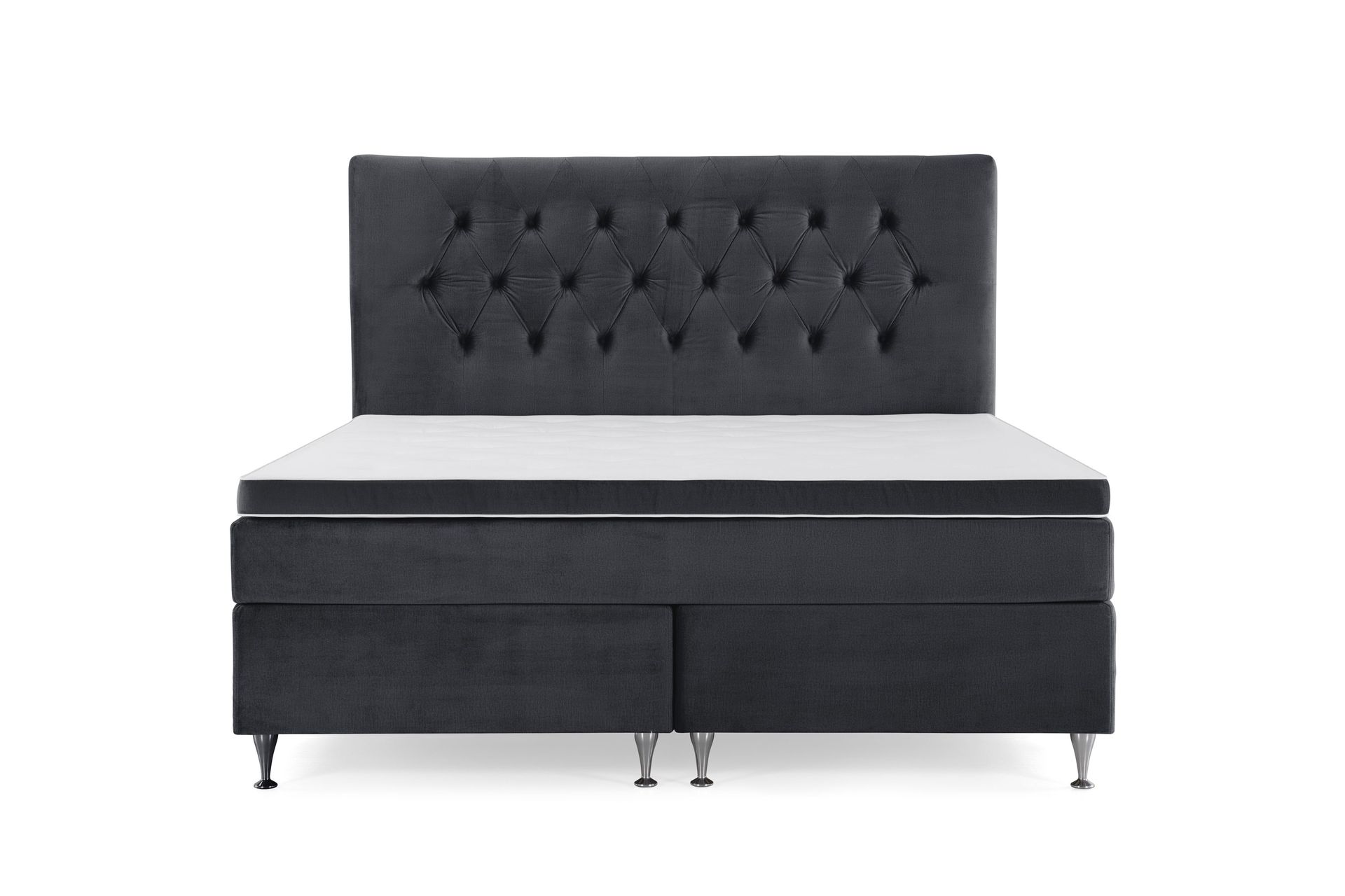 Royal Velvet Kontinentalseng 180x200 cm - Svart Fløyel/Lave Sølvben