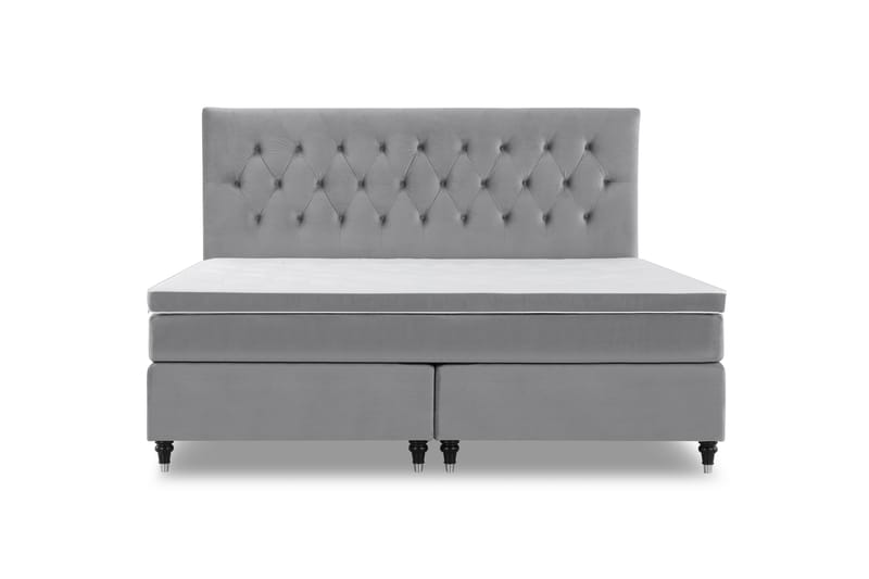 Royal Velvet Kontinentalseng 210x210 cm - Lysegrå Fløyel/Dreide Ben - Møbler - Senger - Komplett sengepakke
