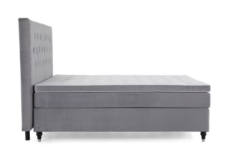 Royal Velvet Kontinentalseng 210x210 cm - Lysegrå Fløyel/Dreide Ben - Møbler - Senger - Kontinentalsenger