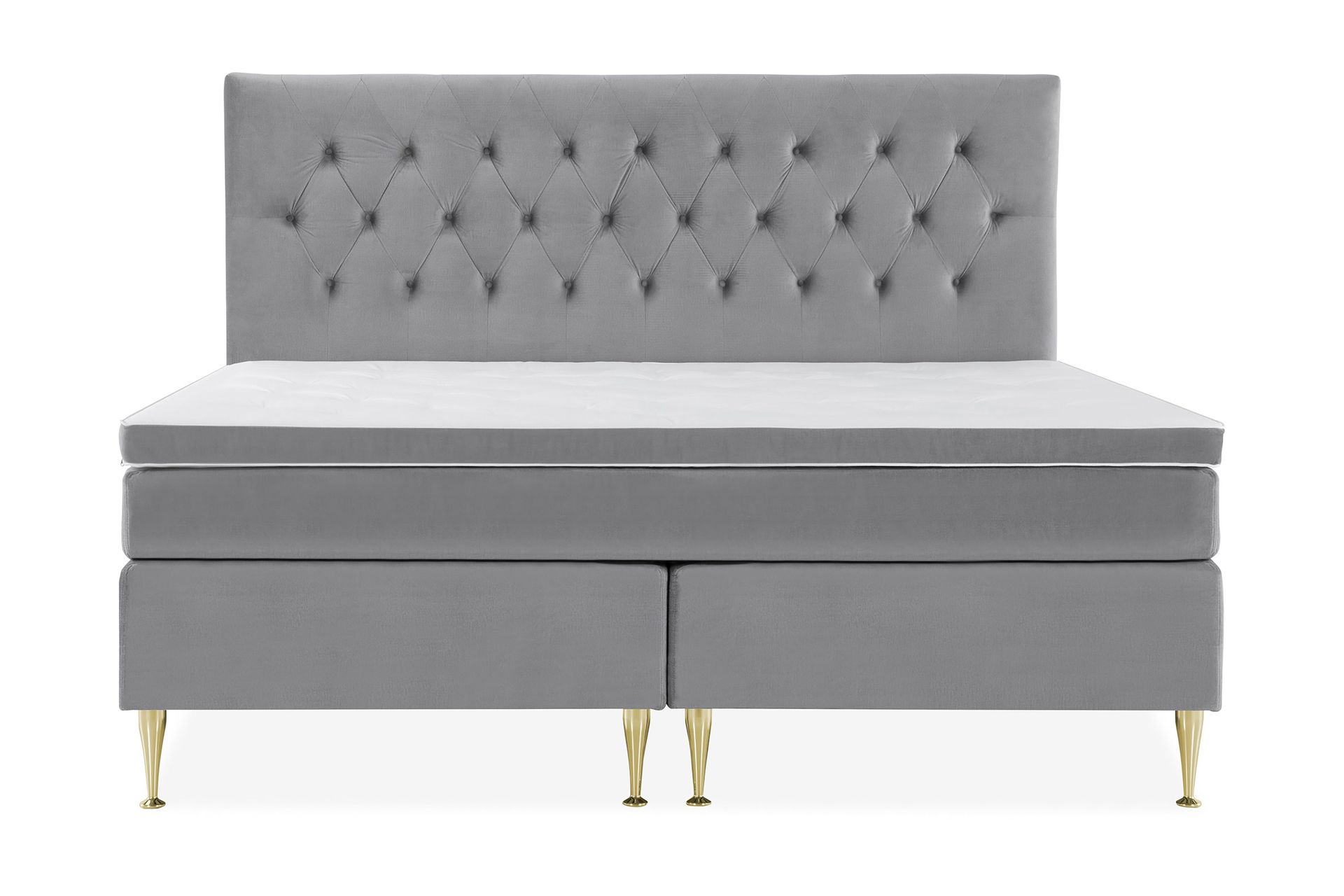 Royal Velvet Kontinentalseng 210x210 cm - Lysegrå Fløyel/Høye Gullben