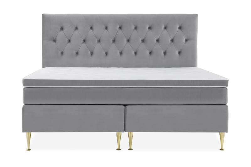 Royal Velvet Kontinentalseng 210x210 cm - Lysegrå Fløyel/Høye Gullben - Møbler - Senger - Komplett sengepakke