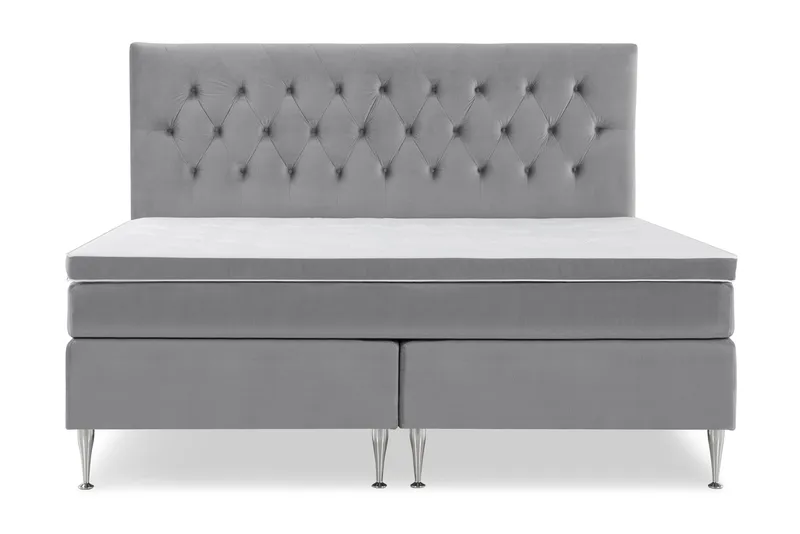 Royal Velvet Kontinentalseng 210x210 cm - Lysegrå Fløyel/Høye Sølvben - Møbler - Senger - Kontinentalsenger
