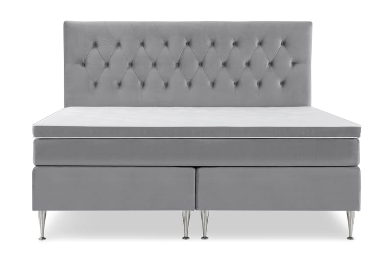 Royal Velvet Kontinentalseng 210x210 cm - Lysegrå Fløyel/Høye Sølvben - Møbler - Senger - Komplett sengepakke