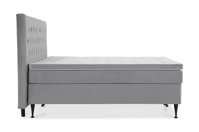 Royal Velvet Kontinentalseng 210x210 cm - Lysegrå Fløyel/Høye Svarte Ben - Møbler - Senger - Komplett sengepakke