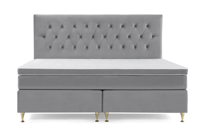 Royal Velvet Kontinentalseng 210x210 cm - Lysegrå Fløyel/Lave Gullben - Møbler - Senger - Komplett sengepakke