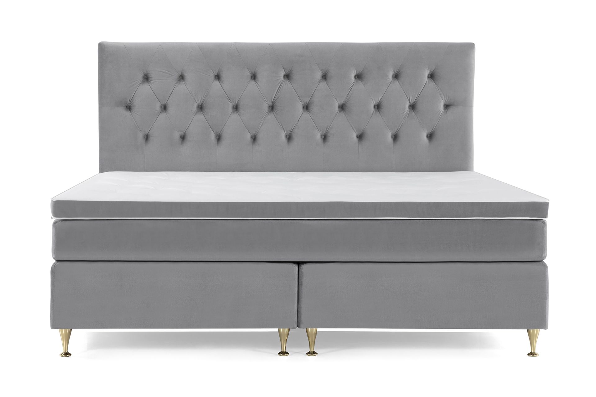 Royal Velvet Kontinentalseng 210x210 cm - Lysegrå Fløyel/Lave Gullben