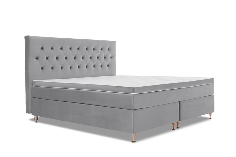 Royal Velvet Kontinentalseng 210x210 cm - Lysegrå Fløyel/Lave Rosében - Møbler - Senger - Komplett sengepakke