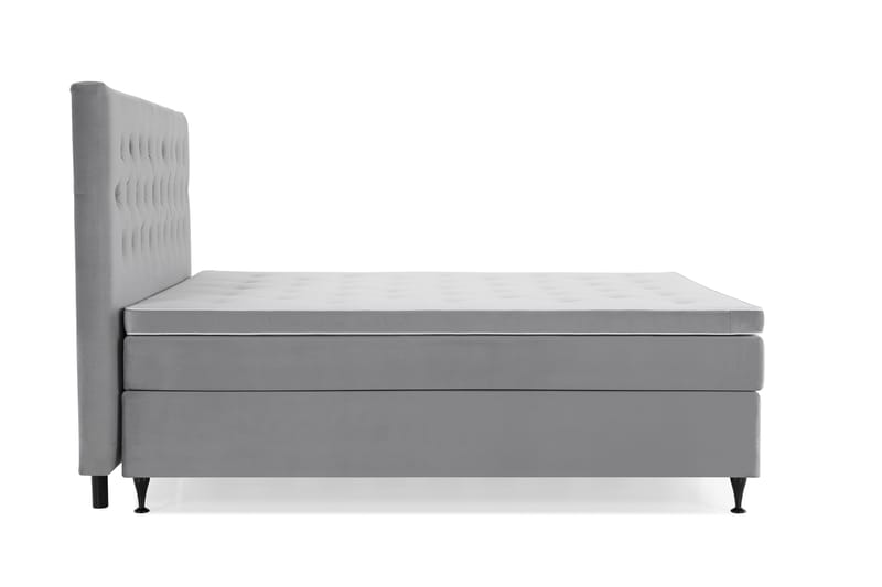Royal Velvet Kontinentalseng 210x210 cm - Lysegrå Fløyel/Lave Svarte Ben - Møbler - Senger - Komplett sengepakke