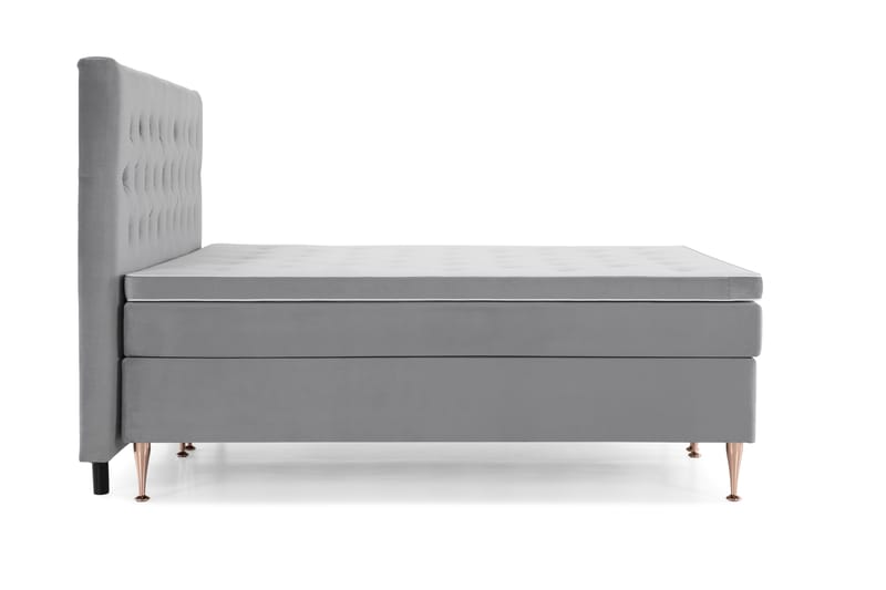 Royal Velvet Kontinentalseng 210x210 cm - Lysegrå Fløyel/RoséGull - Møbler - Senger - Komplett sengepakke
