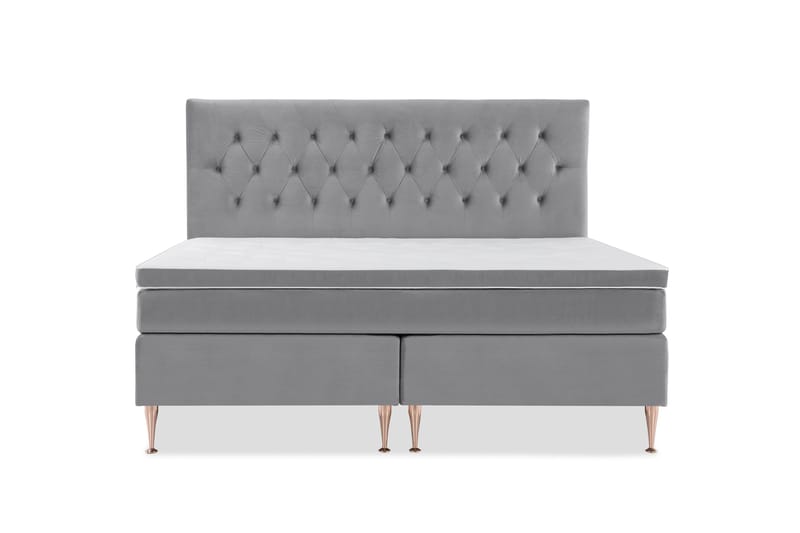 Royal Velvet Kontinentalseng 210x210 cm, Lysegrå Fløyel/RoséGull