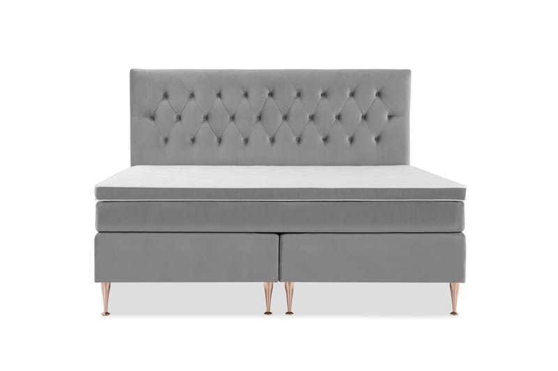 Royal Velvet Kontinentalseng 210x210 cm - Lysegrå Fløyel/RoséGull - Møbler - Senger - Komplett sengepakke