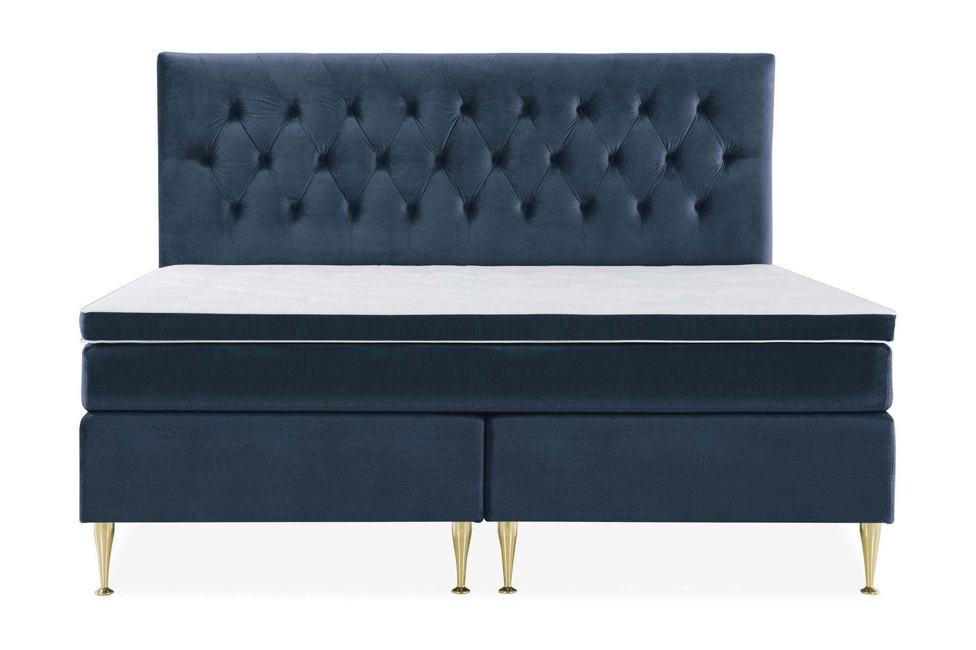 Royal Velvet Kontinentalseng 210x210 cm - Mørkeblå Fløyel/Høye Gullben