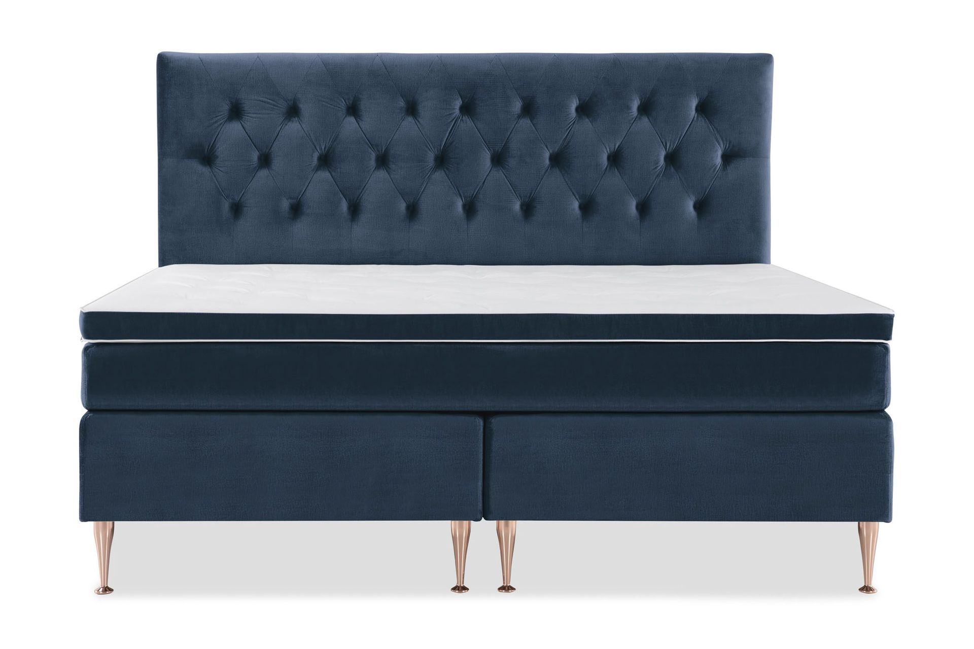 Royal Velvet Kontinentalseng 210x210 cm - Mørkeblå Fløyel/Høye Rosében