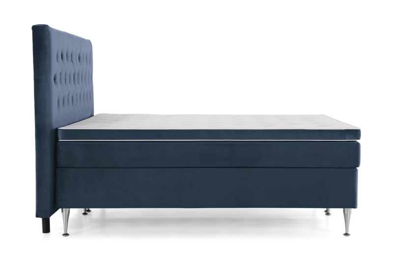 Royal Velvet Kontinentalseng 210x210 cm - Mørkeblå Fløyel/Høye Sølvben - Møbler - Senger - Komplett sengepakke