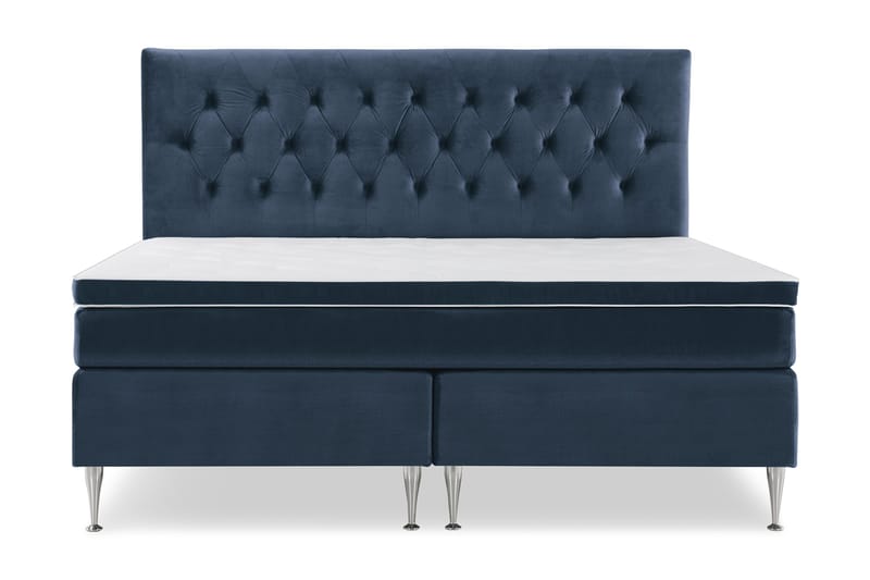 Royal Velvet Kontinentalseng 210x210 cm - Mørkeblå Fløyel/Høye Sølvben - Møbler - Senger - Kontinentalsenger